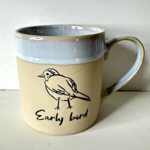 Global Design Connections Early Bird Coffee Tea Mug Cup Ceramic Blue Glaze
